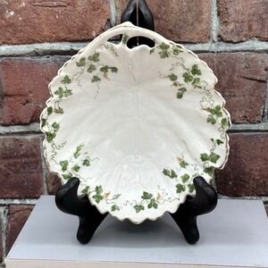 Vintage‎ German Porcelain Leaf Bowl Dish Schwarzburg Grapevine Reticulated 1920s